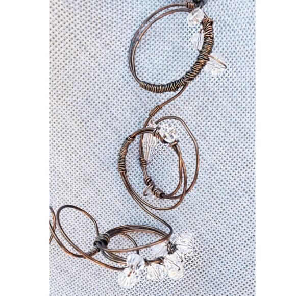 Artisan Handcrafted Necklace Texas Western Rugged Barb-Wire & Swarovski Crystal - Picture 5 of 9